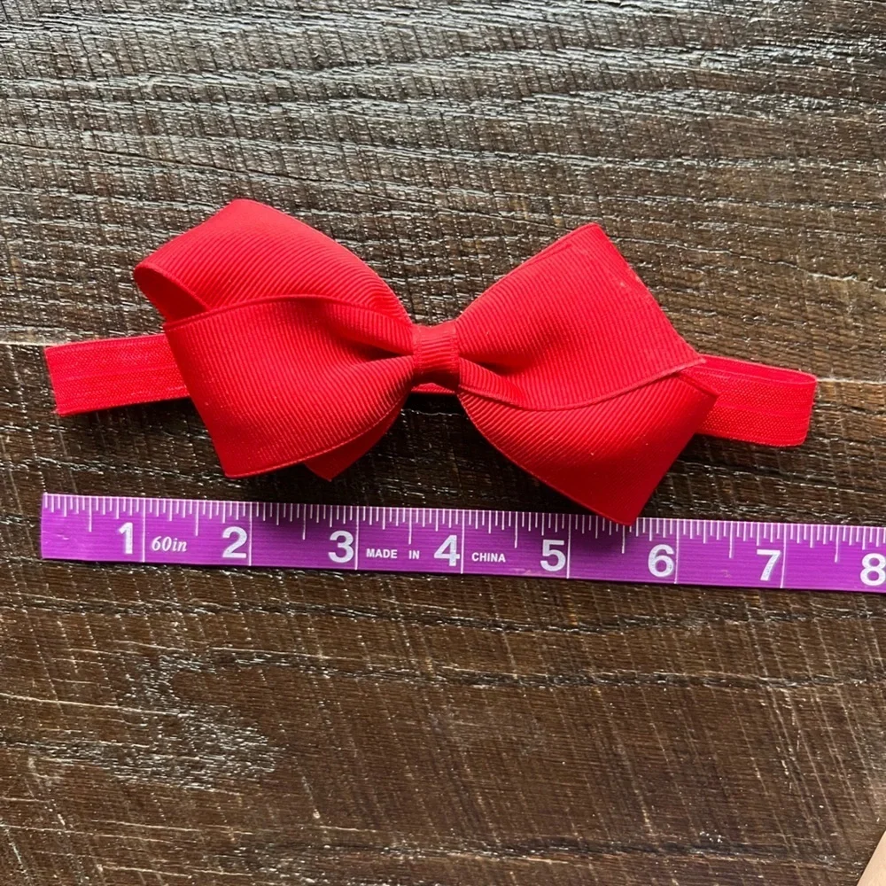 Grosgrain ribbon hair bow with elastic holiday red baby girl